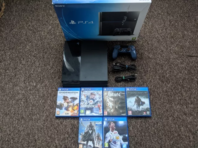 PS4 PlayStation 4 500GB Slim Black Console Wireless Controller & 6 Games Bundle