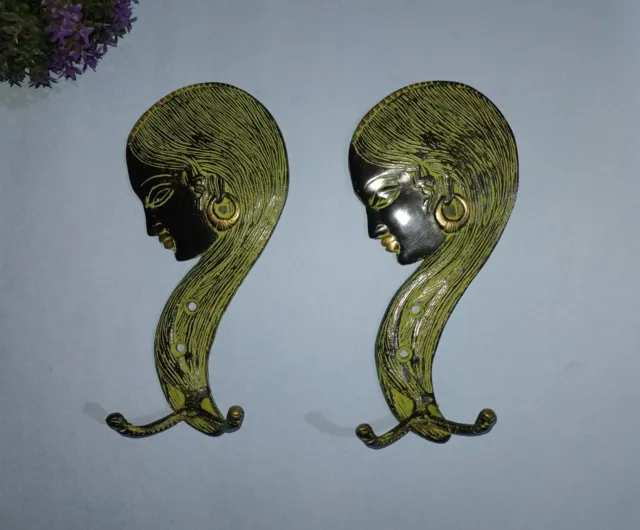 Brass Queen Side Face Hook Cloth Hanger Old Traditional Theme Wall HK593