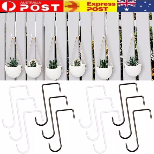 5/10x Garden Fence Hooks Hanging Pot Basket Planter Hanger Metal Flowerpot Hooks