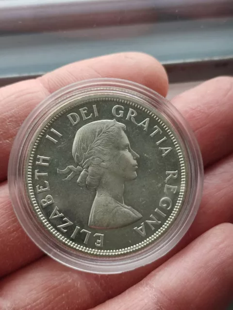 Moneta 1 Dollaro 1957 Canada Argento Elisabetta II - Canoa