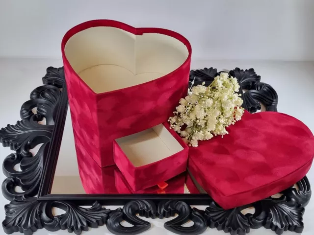 Red Valentines Heart Shaped Gift Box (empty) Glitter Sparkle Lid 18cm X9cm  Last1