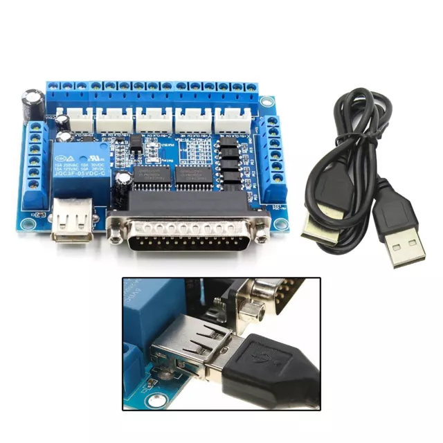 Blue 5 Axis CNC Interface Adapter Breakout Board For Mach3 Stepper Motor Driver
