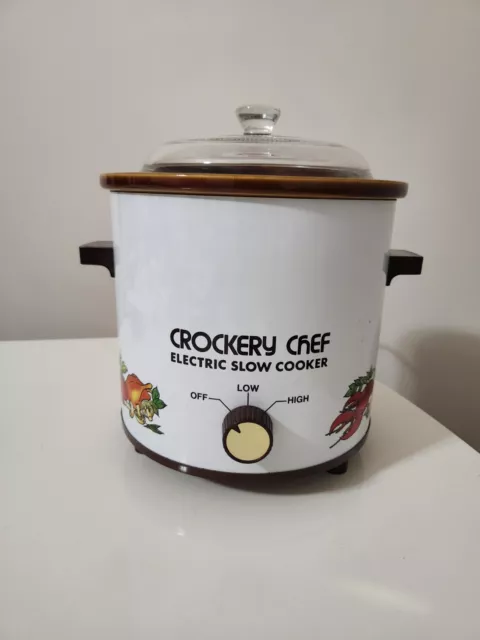 Vintage Crockery Chef pot Harvest Gold Ceramic Crock Slow Cooker Model  1031/1015