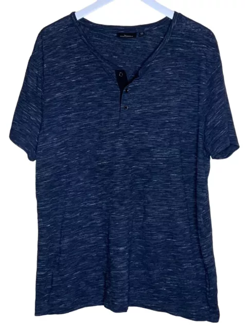 Marc Anthony Men’s Henley Shirt Size 2XL Blue Marled SEAM NEEDS SEWN