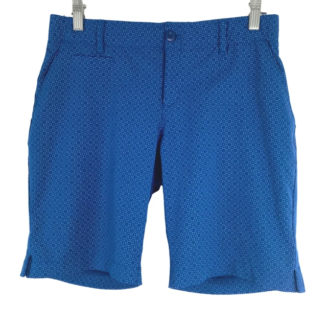 Under Armour Golf Shorts Fitted Heat Gear Blue Print Nylon Blend Women's Size 6