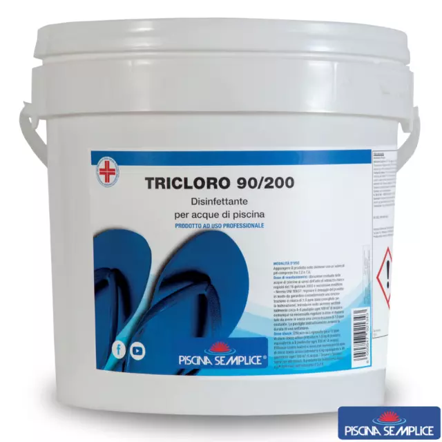 Lapi CLORO 90% in PASTIGLIE 200gr TRICLORO LENTO per PULIZIA ACQUA PISCINA 5 kg