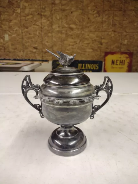 Antique Warren Silver Plate Company New York Quadruple Plated Lidded Sugar Bowl 2