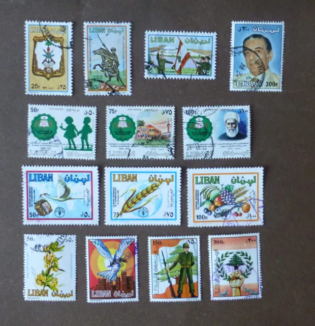 Briefmarken Libanon / Lebanon / Liban. 14 Stück, papierfrei, 1980er
