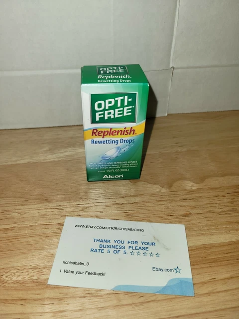 Opti-Free Replenish Rewetting Drops Moisturizes Refreshes Lenses 1/3 oz