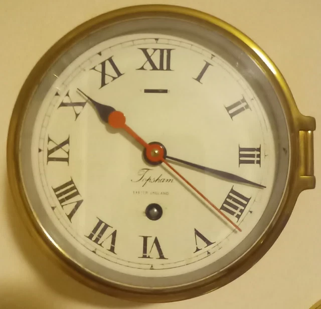 Envío De Latón Reloj Mamparo Topsham Exeter Inglandia Números Romanos Llave Mecánica