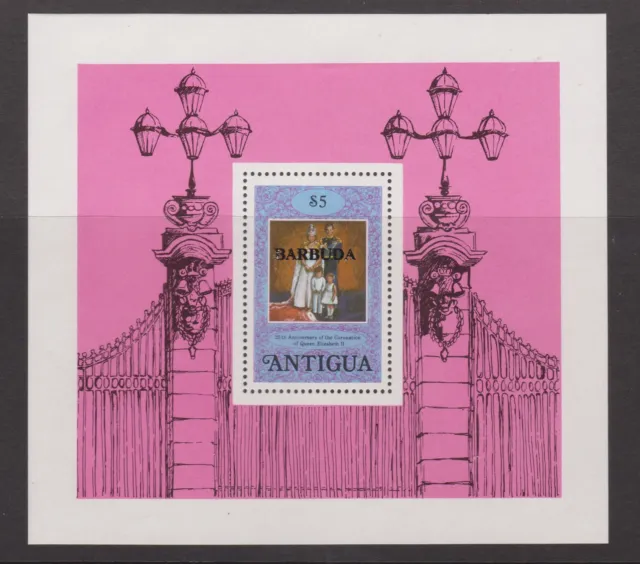 QEII 25th Anniversary Coronation 1978 MNH Stamp sheet Antigua Opt Barbuda