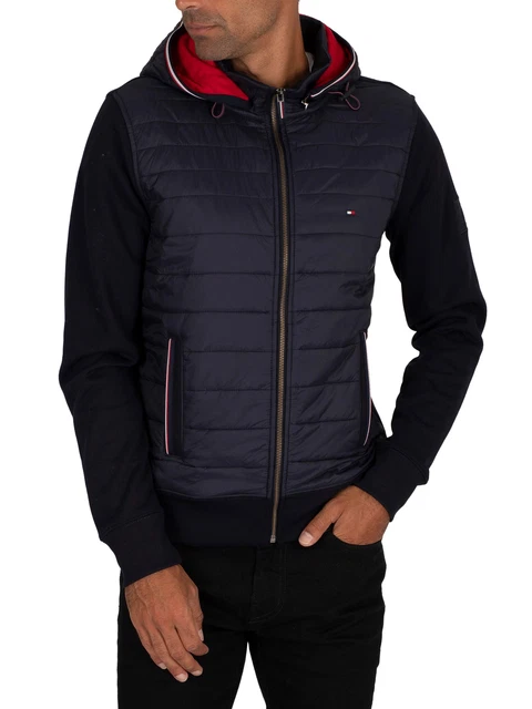 TOMMY HILFIGER MEN S Mixed Media Hooded Zip Jacket Blue EUR 135