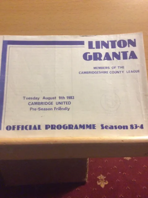 Linton Granta v Cambridge United. 83/84. Friendly.