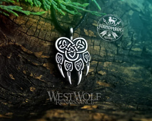 Knotted Wolf Paw Pendant in Silver or Gold - Viking/Celtic/Norse/Wolves/Odin