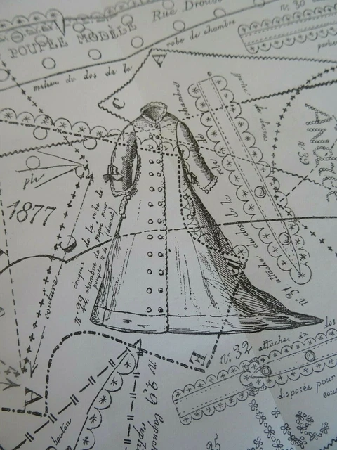 Ancien Patron De Robe De Chambre Pour Poupée 45cm - Reproduction Vintage 1877