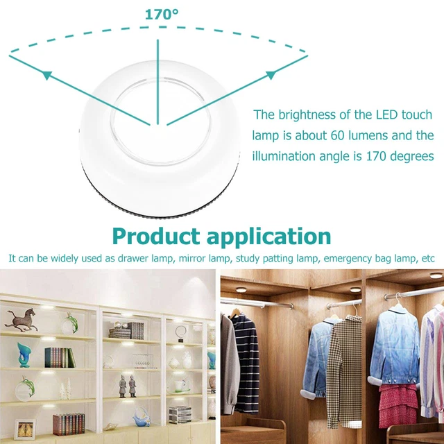 7PCS LED BATTERYPOWERED Wireless Night Light Stick Tap Touch Lamp LED