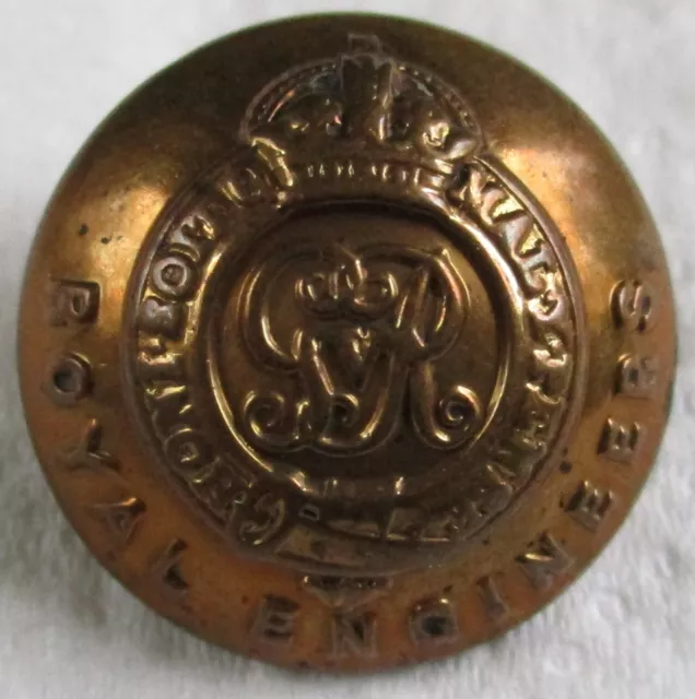 WW1 British Army:"ROYAL ENGINEERS BRASS BUTTON" (Large, 25mm, GVR, RE)