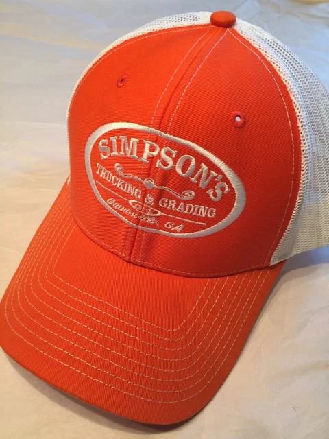 Vtg Trucker Hat Cap Orange Southern Simpsons Trucking Grading Gainesville Ga