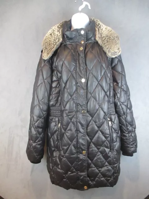 Apt 9 Jacket Womens 2X Black Quilted Lightweight Pockets Faux Fur Hooded