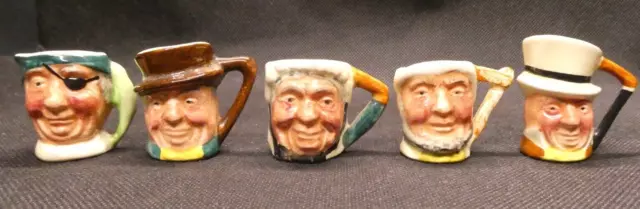 Five Lancaster & Sandland Hand Painted Miniature Character Jugs