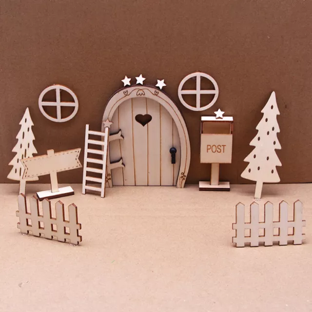 Dollhouse Miniature Fairy Tale Door Set Mini Christmas Scene Door House Door Set