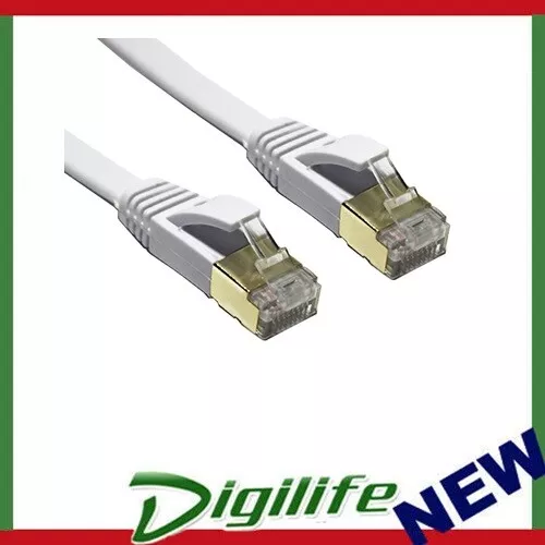 Edimax 10m White 10GbE Shielded CAT7 Network Cable - Flat