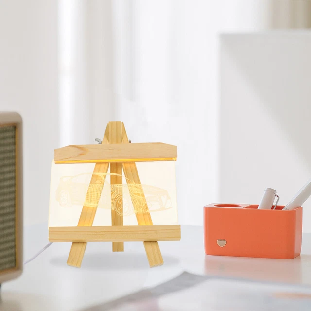 WOODEN FRAME NIGHT Light Painting Easel Stand USB LED Desk Lamp Cool