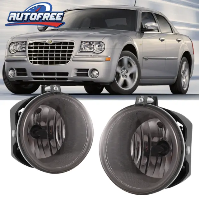 For 05-10 Jeep Grand Cherokee Chrysler 300 Dodge Fog Lights Smoke Lens Lamp Pair