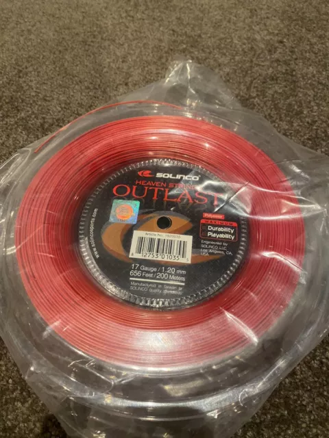 NEW SOLINCO Outlast 1.25mm/16L 200M Reel Tennis String Red 192036