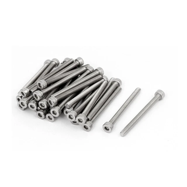 M4x45mm Thread 304 Stainless Steel Hex Socket Head Cap Screw Bolt DIN912 35pcs