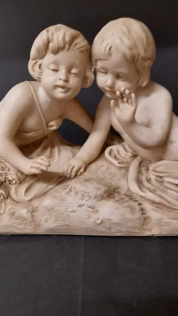 Hand Carved Carrara Mable Cherubs Sculpture signed by Artist. 3