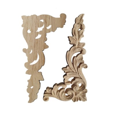 applique per mobili e pareti stile vintage non verniciata Decorazione per angoli in legno intagliato per casa porta 1 pezzo armadietto MUXSAM 