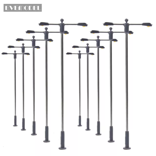 10pcs Model Railway Bright White Lamp Post Street Lights HO Scale LEDs LQS11W 2