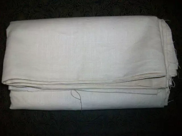 Vintage Pale Ivory Smooth Linen Fabric  2 yards 20 inches 52 wide