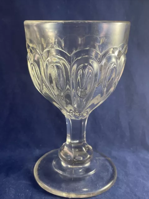 Antique 1860s Ribbed Loop English Flint Glass Goblet