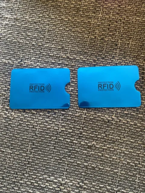 X2 Protections carte bancaire sans contact Bleu  RFID NFC  étui ANTI-PIRATAGE