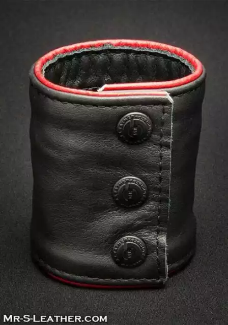 Mens Leather Cowhide Thick Wristband Fetish Gay Zipper Stud Button