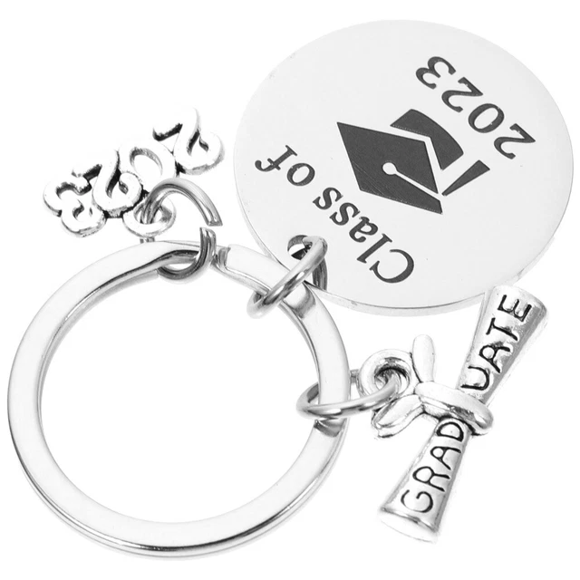 2 PCS Porte-clés Cadeaux De Fin D'études Pendentif En Acier Inoxydable 3
