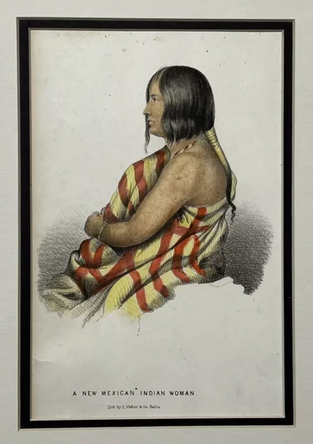 Original 1848 New Mexican Indian Woman Print,Native American,Pimos,AZ,Old,NM
