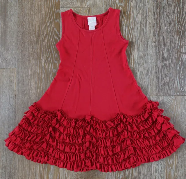 Lemon Loves Lime Girls Red Ruffle Dress Size 8 EUC