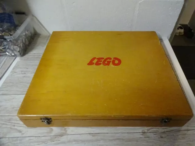 Vintage large Lego wooden box filled with Lego bricks 1960's RARE!