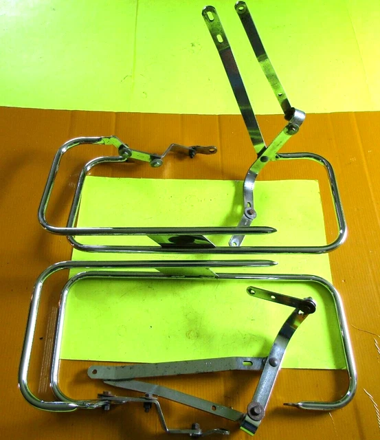 Used Old Pair Bates Motorcycle Saddlebag Chromed Steel Crash Bars