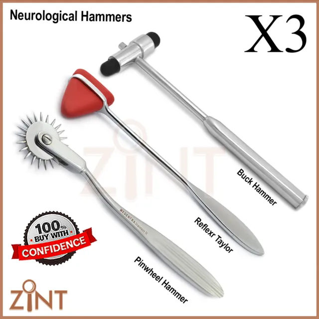 Set of Neurological Reflex Taylor Buck Hammer Pinwheel Medical Diagnostic CE SS