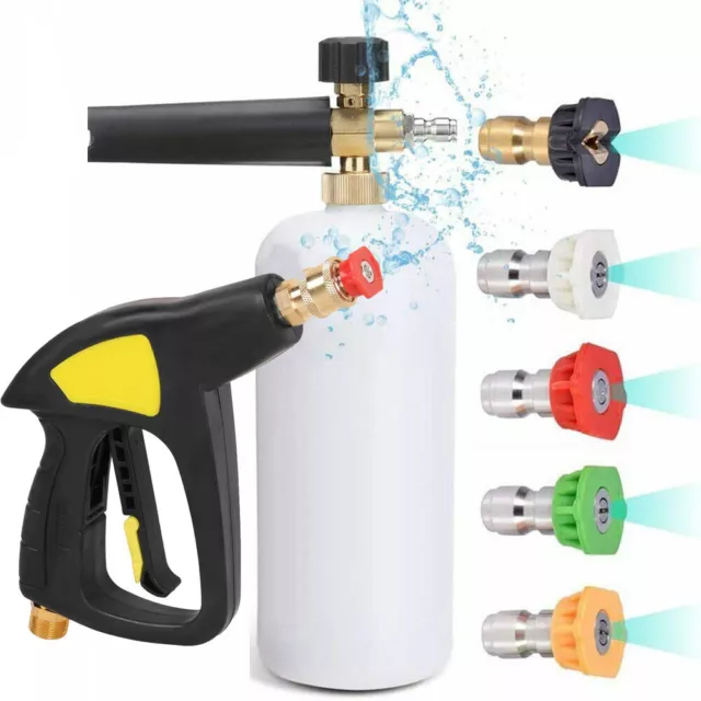 Snow Foam Washer Gun Car Wash Soap Lance Cannon Spray Pressure Jet Bottle Kit