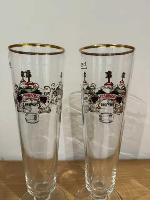 Lot De 2 Verres à bière  Lindemans Pecheresse Kriek Framboise Neuf 25cl 3