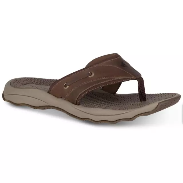 SPERRY MENS OUTER Banks Brown Leather Flip-Flops Shoes 8 Medium (D ...