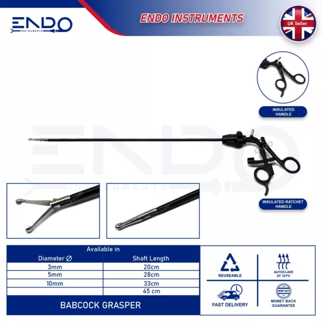 ENDO Nuevo Laparoscópico Debakey Babcock Pinza Autramático 5mm 45cm Bariátrico