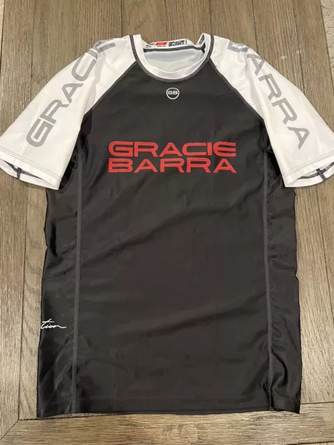 Mens Gracie Barra Grappling Rashguard Spandex Compression MMA Jiu Jitsu Large