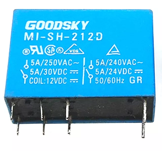 1Pc GOODSKY MI-SH-212D 12VDC Electromagnetic Relay 5A 250VAC 8Pins