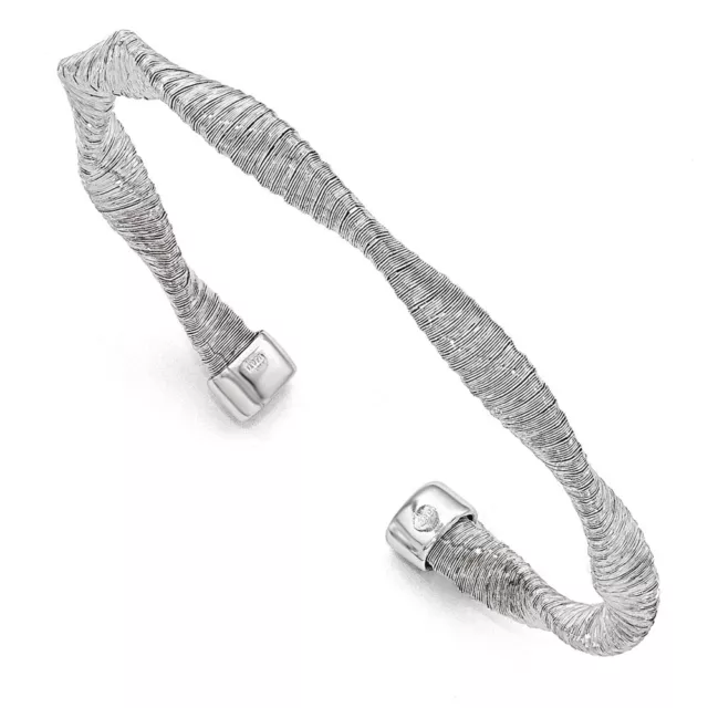 Sterling Silver Textured & Polished Twisted Cuff Bracelet